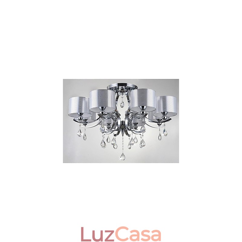 Lustre moderno de cristal K9 8 luzes