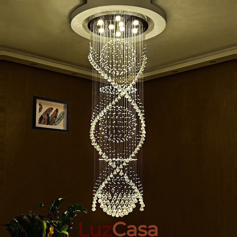 Comprimento extra 5 metros moderno cristal teto pingente luz interior lustre iluminação lâmpadas luminárias