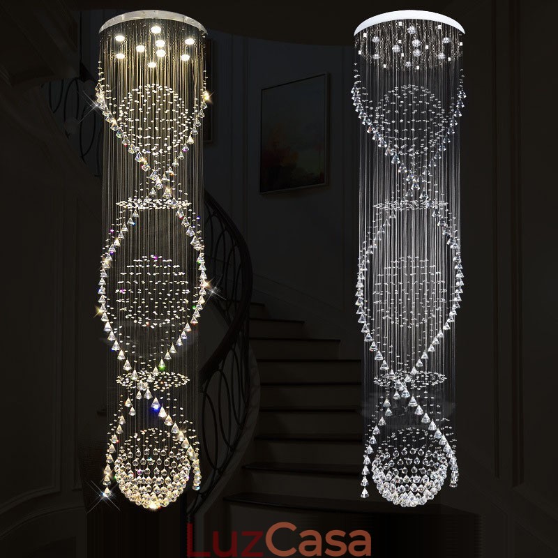 Comprimento extra 5 metros moderno cristal teto pingente luz interior lustre iluminação lâmpadas luminárias
