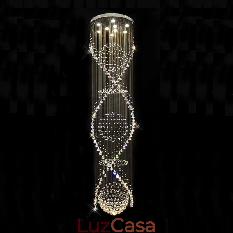 Comprimento extra 5 metros moderno cristal teto pingente luz interior lustre iluminação lâmpadas luminárias