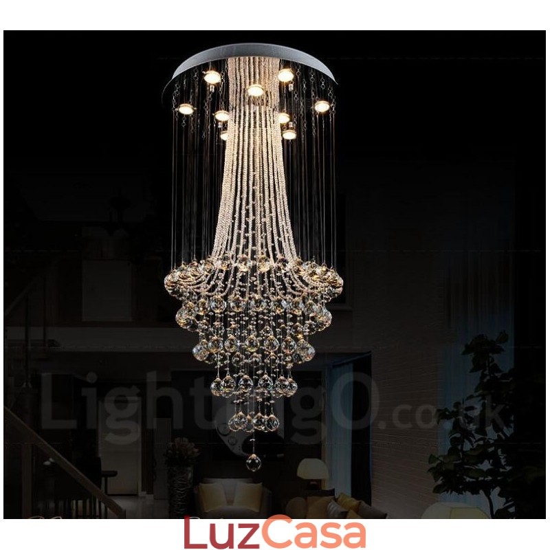 9 luzes modernas de cristal pingente de teto luz lustre interno iluminação lâmpadas luminárias