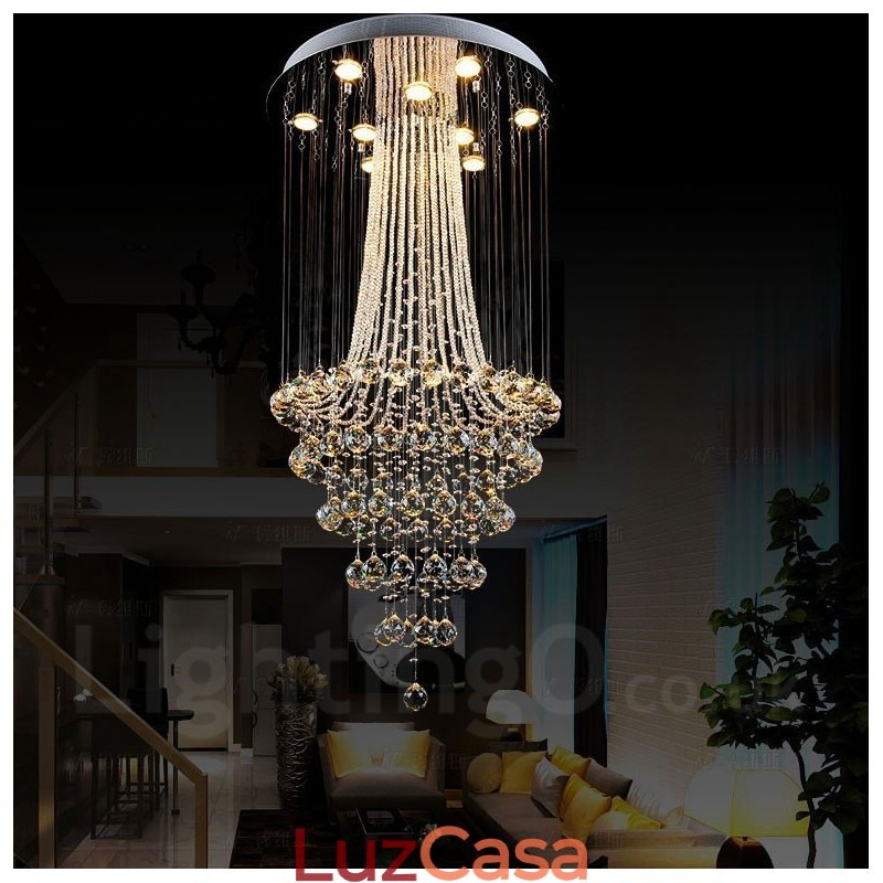 9 luzes modernas de cristal pingente de teto luz lustre interno iluminação lâmpadas luminárias