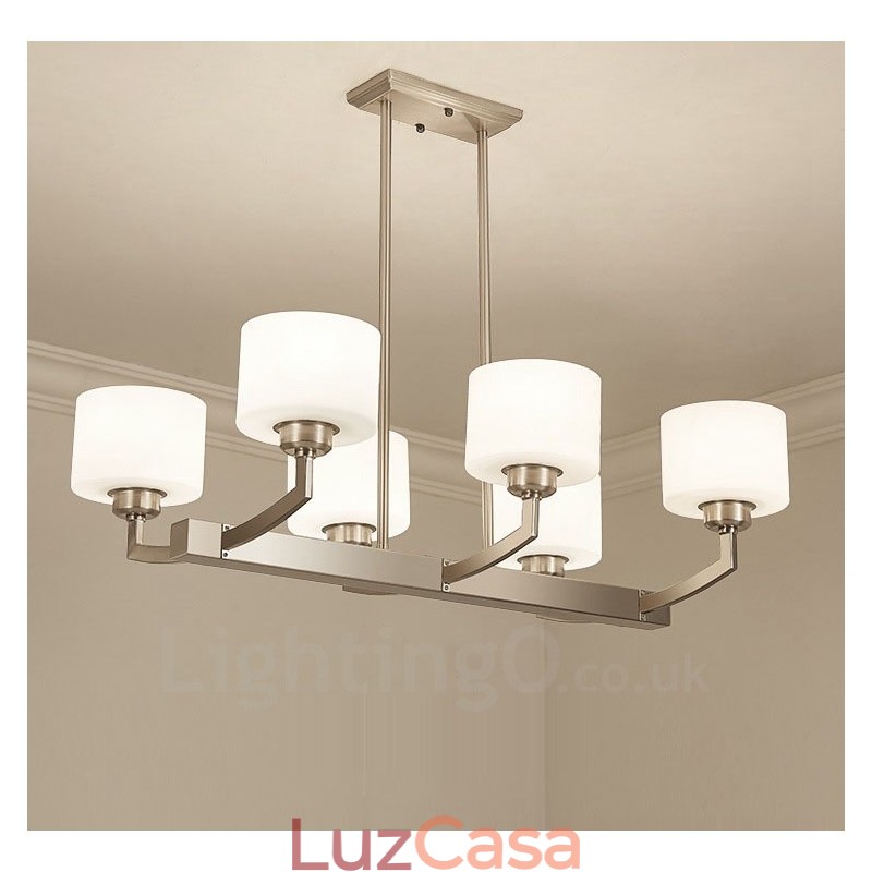 6 luzes modernas cromadas pendentes lustre interno luminárias suspensas para casa luminárias com cúpulas de vidro