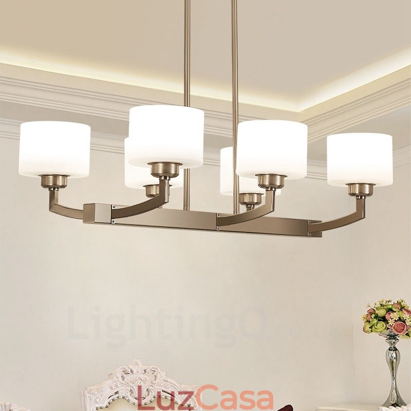 6 luzes modernas cromadas pendentes lustre interno luminárias suspensas para casa luminárias com cúpulas de vidro