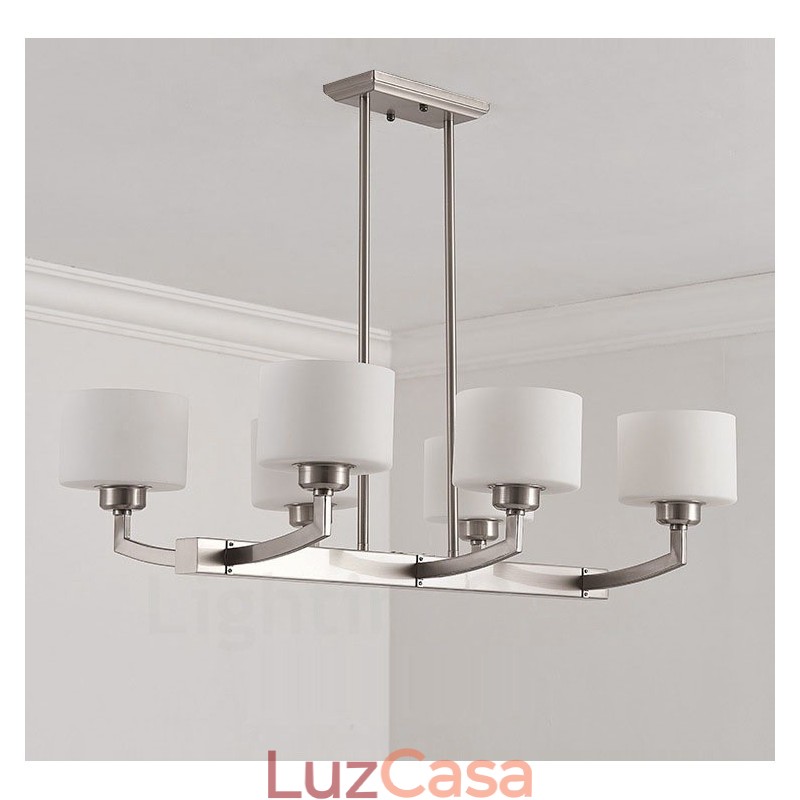 6 luzes modernas cromadas pendentes lustre interno luminárias suspensas para casa luminárias com cúpulas de vidro