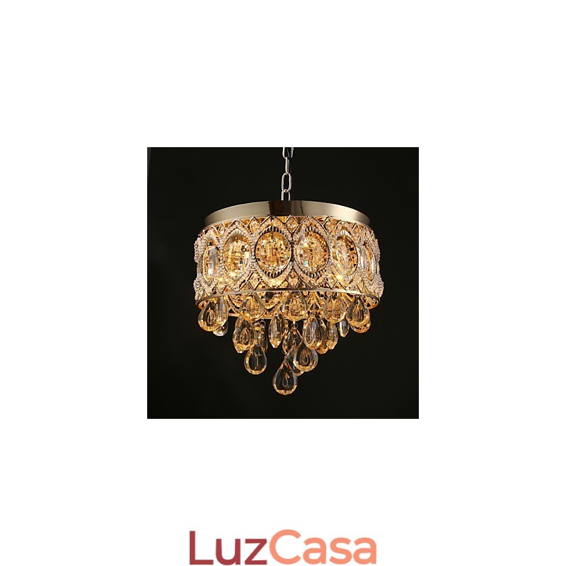 Lustre de Cristal Champagne Romântico Dourado
