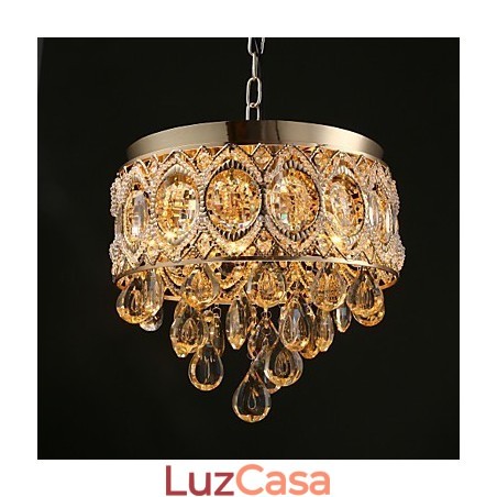 Lustre de Cristal Champagne Romântico Dourado Lustre de Cristal Champagne Romântico Dourado