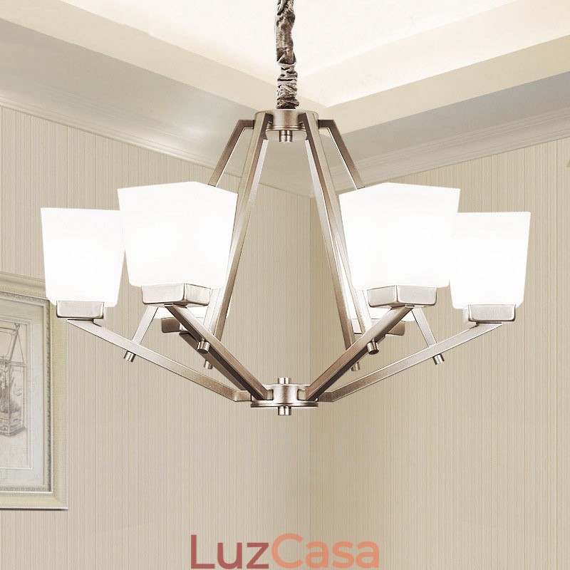 6 luzes cromadas pendentes luz interior lustre moderno casa pendurado iluminação lâmpadas luminárias com tons de vidro