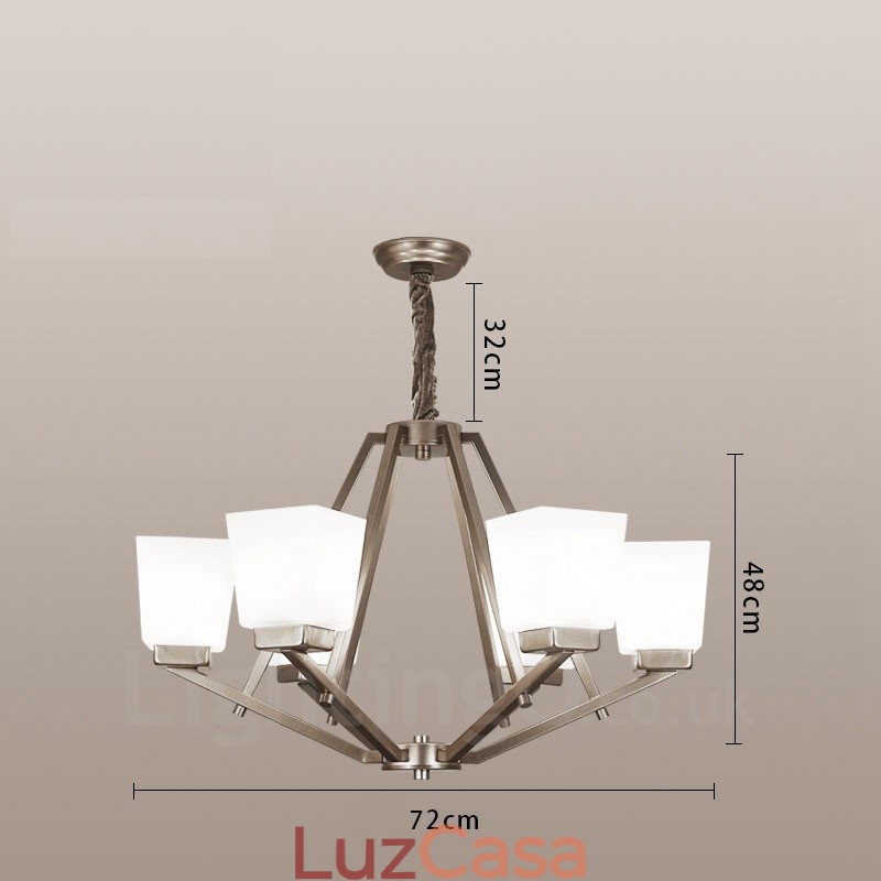 6 luzes cromadas pendentes luz interior lustre moderno casa pendurado iluminação lâmpadas luminárias com tons de vidro