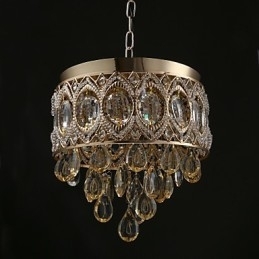 Lustre de Cristal Champagne Romântico Dourado