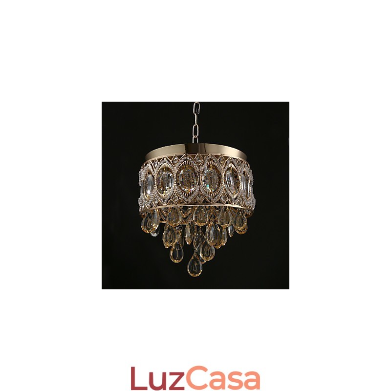 Lustre de Cristal Champagne Romântico Dourado