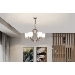 6 luzes cromadas pendentes luz interior lustre moderno casa pendurado iluminação lâmpadas luminárias com tons de vidro
