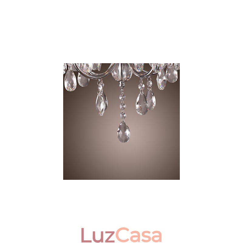Lustre de cristal cromado clássico tradicional em metal