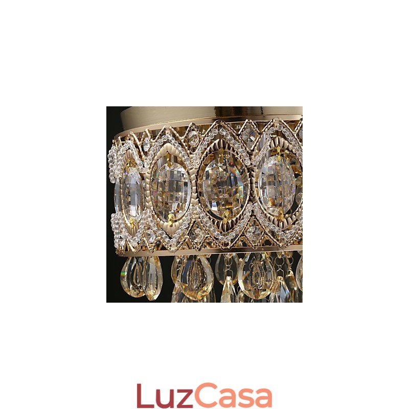 Lustre de Cristal Champagne Romântico Dourado