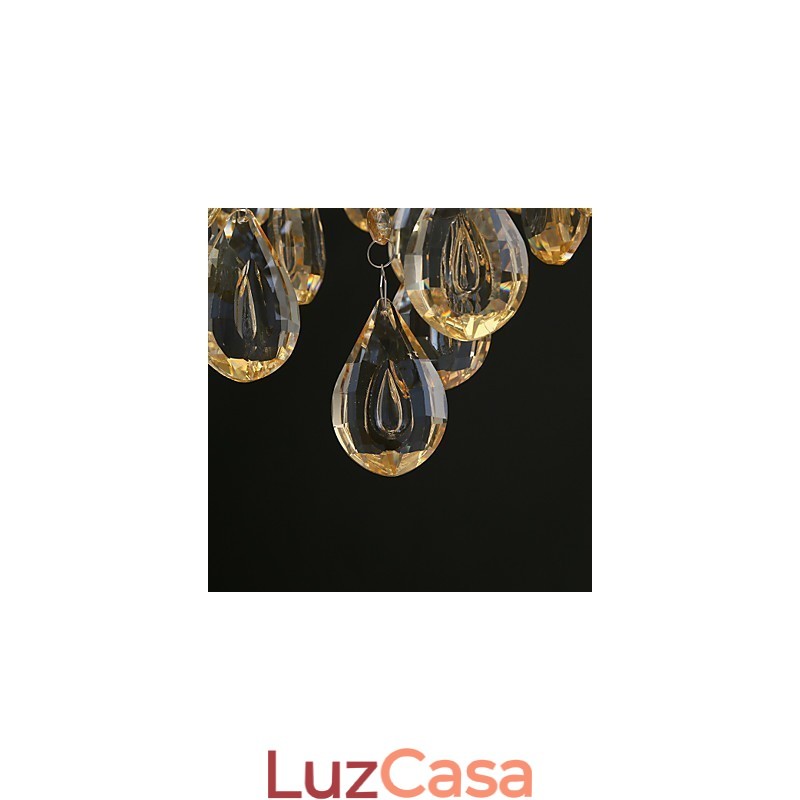 Lustre de Cristal Champagne Romântico Dourado