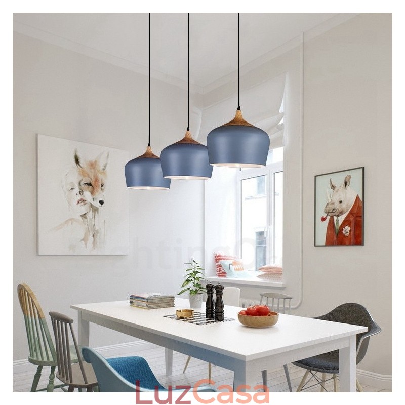 1 Luz Moderna Contemporânea Pendente Luminária Pendente com Sombra Branca Vermelha Azul