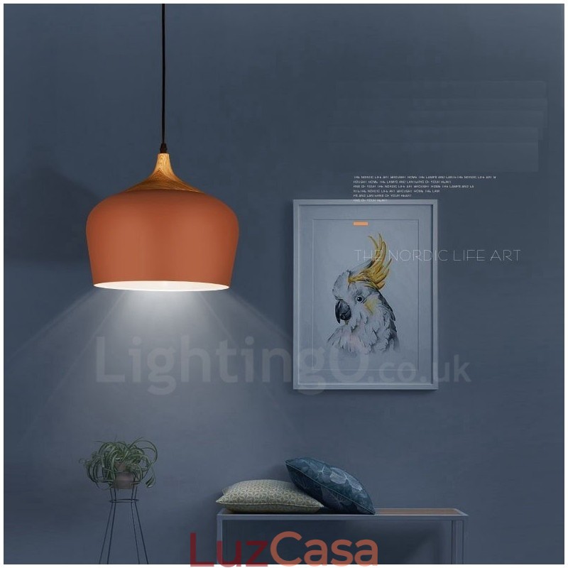 1 Luz Moderna Contemporânea Pendente Luminária Pendente com Sombra Branca Vermelha Azul