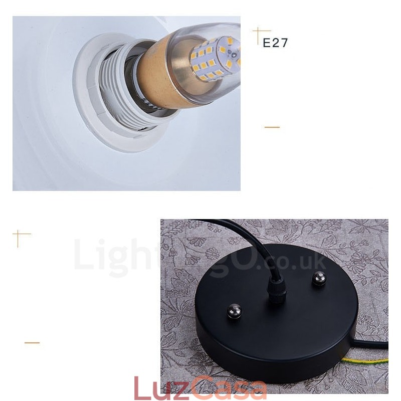 1 Luz Moderna Contemporânea Pendente Luminária Pendente com Sombra Branca Vermelha Azul
