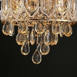 Lustre de Cristal Champagne Romântico Dourado
