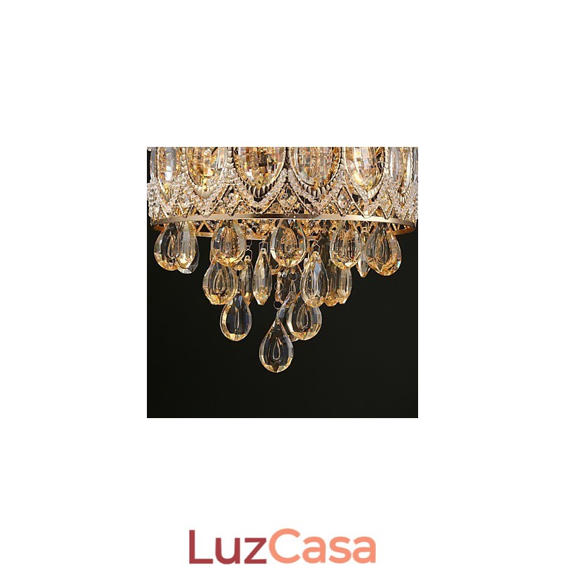 Lustre de Cristal Champagne Romântico Dourado