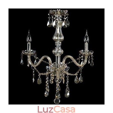 Lustre de cristal de luxo com 3 luzes, cor conhaque, lustre de cristal K9 Lustre de cristal de luxo com 3 luzes, cor conhaque, lustre de cristal K9