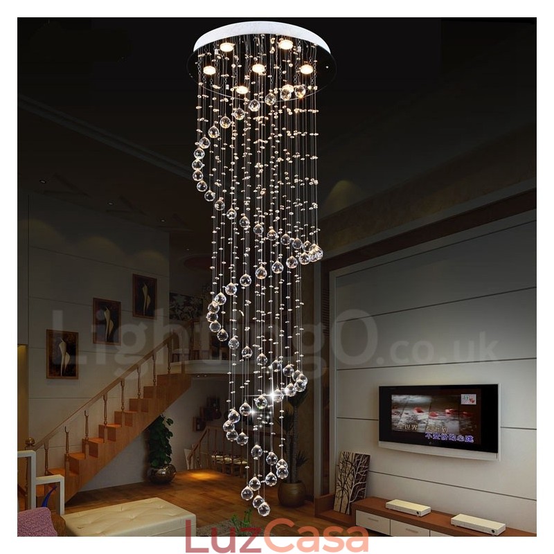 7 Luzes Modernas K9 Cristal Teto Pendente Luz Interior Lustre Iluminação Lâmpadas Luminárias