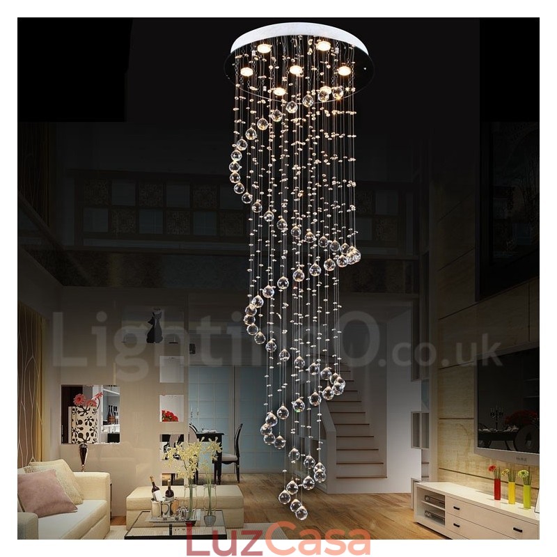 7 Luzes Modernas K9 Cristal Teto Pendente Luz Interior Lustre Iluminação Lâmpadas Luminárias