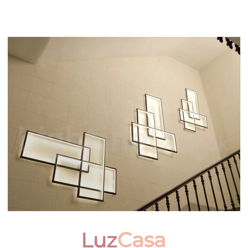 Luminária de teto moderna contemporânea em alumínio com pintura embutida em parede com dimmer remoto para sala de estar e quarto
