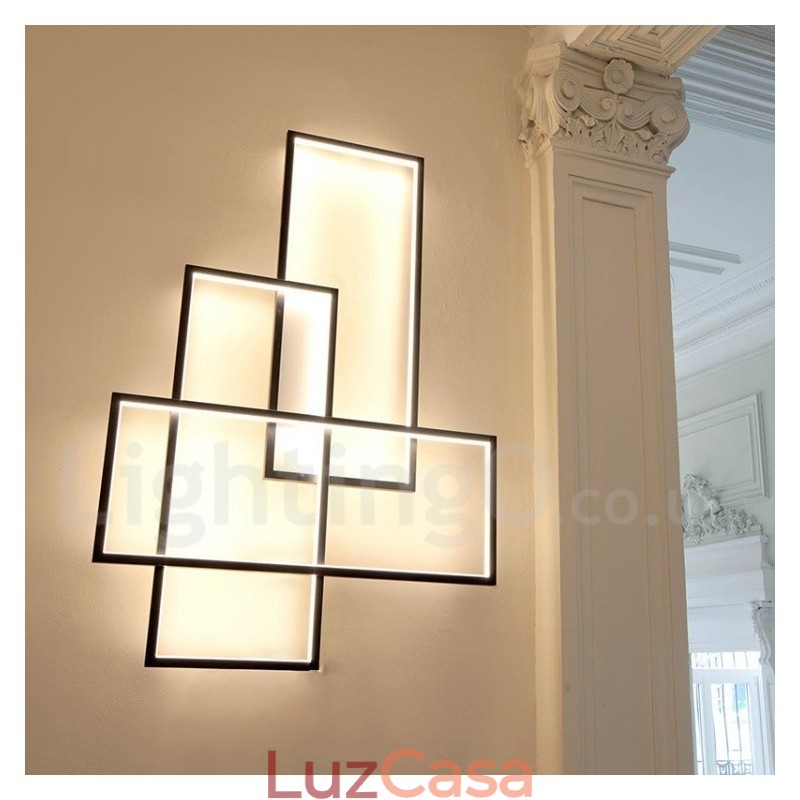 Luminária de teto moderna contemporânea em alumínio com pintura embutida em parede com dimmer remoto para sala de estar e quarto