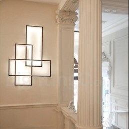 Luminária de teto moderna contemporânea em alumínio com pintura embutida em parede com dimmer remoto para sala de estar e quarto