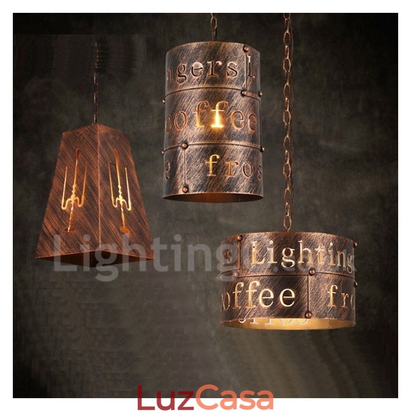 1 Luz Retro Vintage Pendente Luz Café Casa Pendente Lâmpada