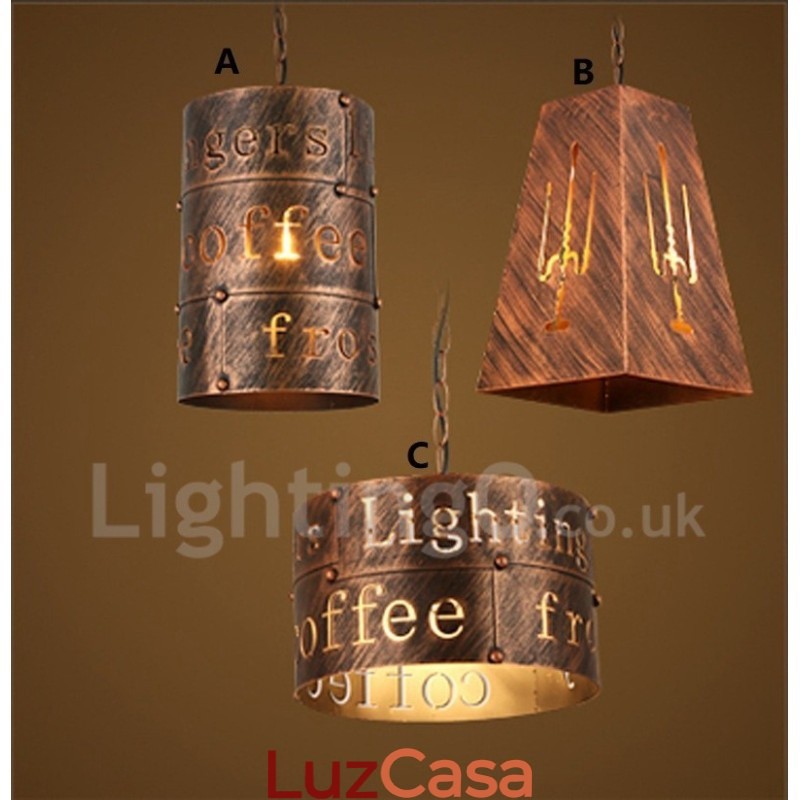 1 Luz Retro Vintage Pendente Luz Café Casa Pendente Lâmpada