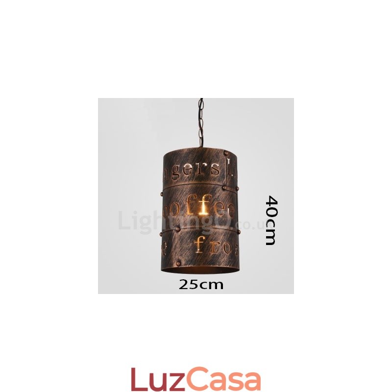 1 Luz Retro Vintage Pendente Luz Café Casa Pendente Lâmpada