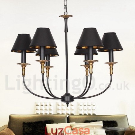 Lustre estilo vela contemporâneo retrô rústico de 6 luzes Lustre estilo vela contemporâneo retrô rústico de 6 luzes