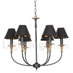 Lustre estilo vela contemporâneo retrô rústico de 6 luzes