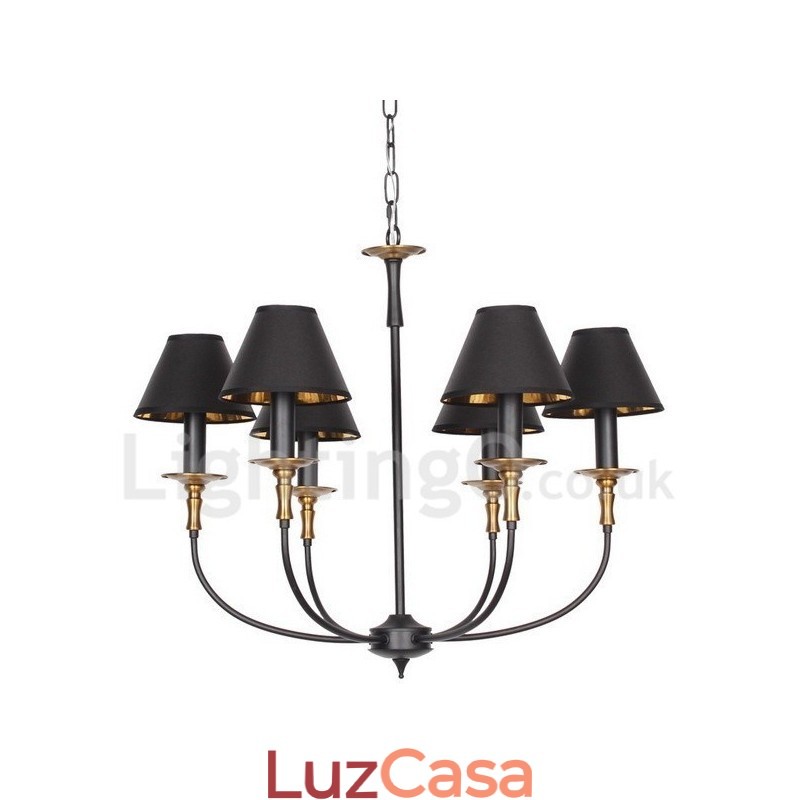 Lustre estilo vela contemporâneo retrô rústico de 6 luzes