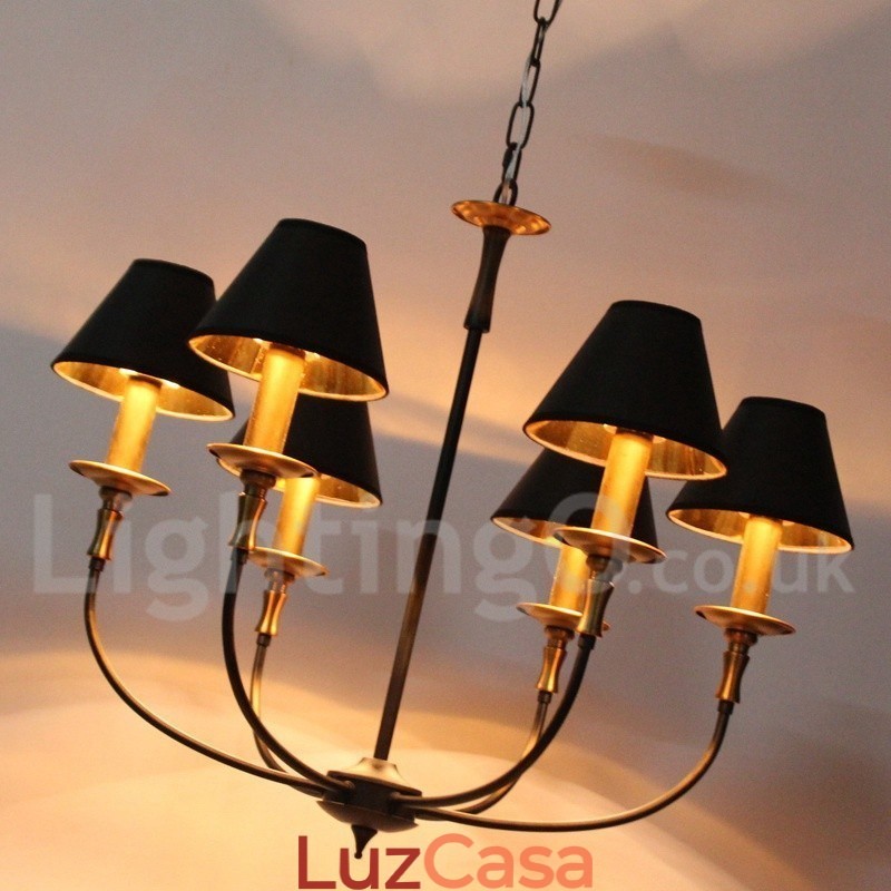 Lustre estilo vela contemporâneo retrô rústico de 6 luzes