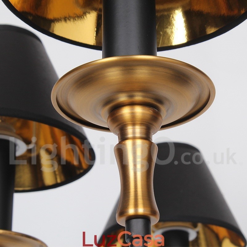 Lustre estilo vela contemporâneo retrô rústico de 6 luzes