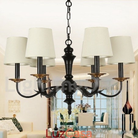 Lustre estilo vela retrô rústico de 6 luzes