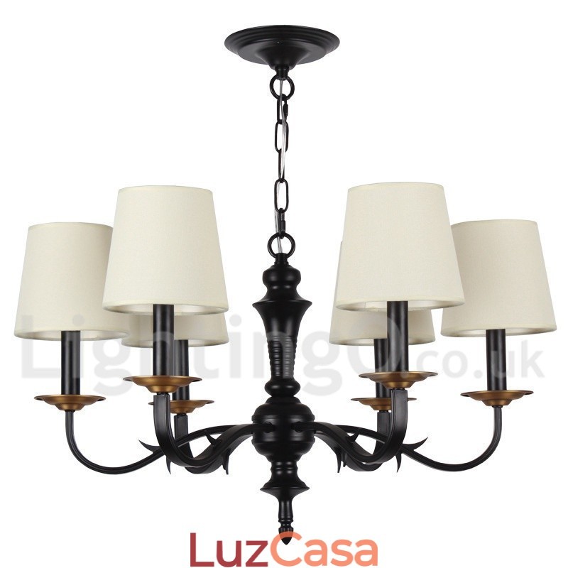 Lustre estilo vela retrô rústico de 6 luzes
