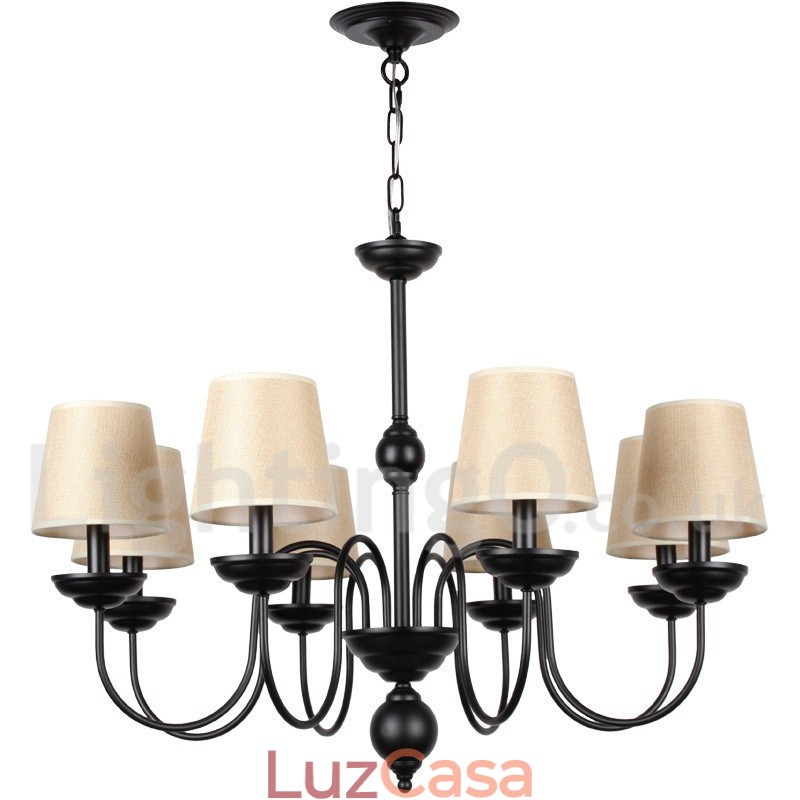 Lustre estilo vela contemporâneo retrô rústico de 8 luzes