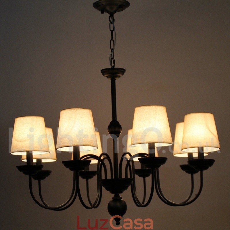 Lustre estilo vela contemporâneo retrô rústico de 8 luzes