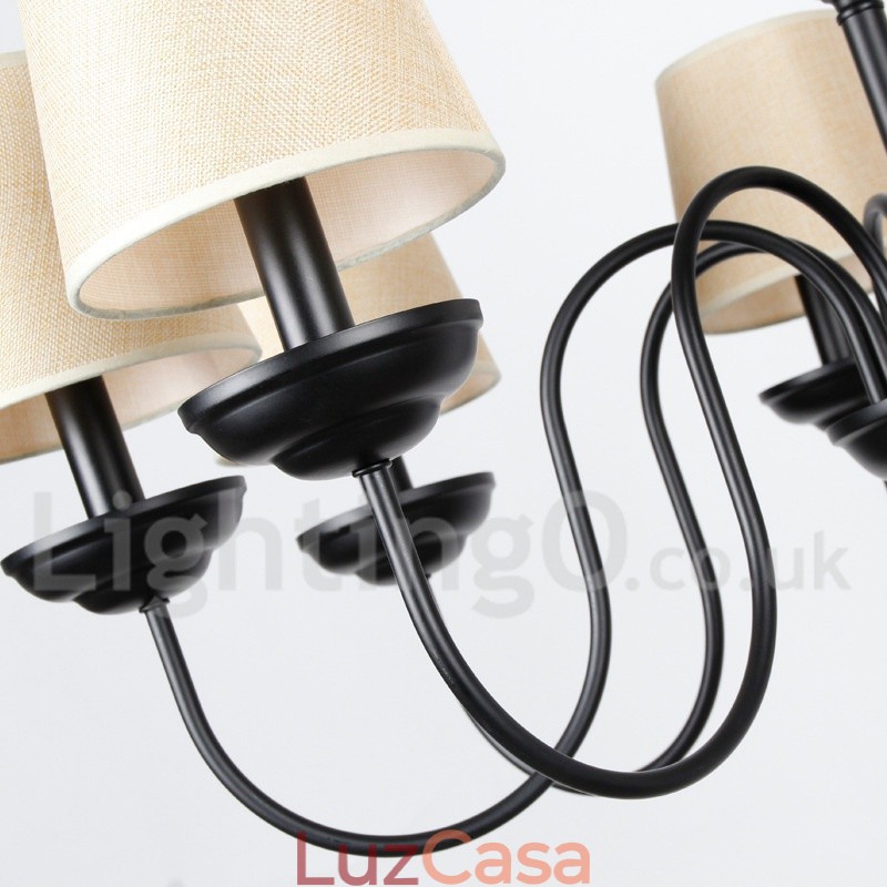 Lustre estilo vela contemporâneo retrô rústico de 8 luzes