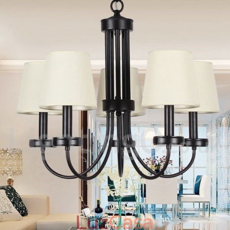 Lustre estilo vela preta contemporânea retrô de 5 luzes Lustre estilo vela preta contemporânea retrô de 5 luzes