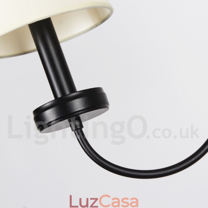 Lustre estilo vela preta contemporânea retrô de 5 luzes