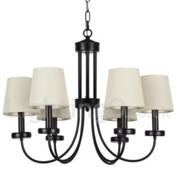 Lustre estilo vela preta contemporânea retrô de 6 luzes