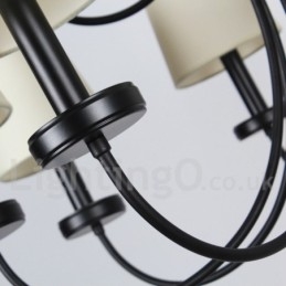 Lustre estilo vela preta contemporânea retrô de 6 luzes