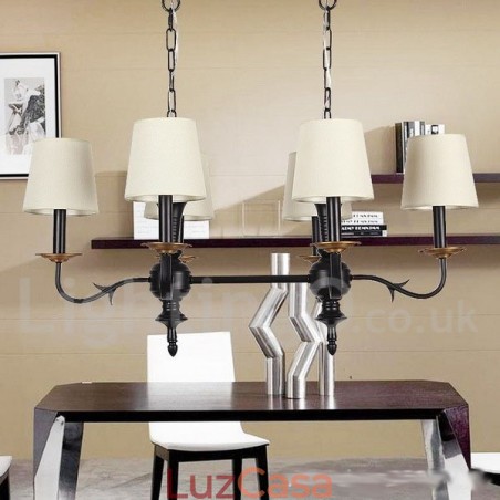 Lustre estilo vela preta retrô rústica de 6 luzes Lustre estilo vela preta retrô rústica de 6 luzes