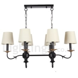 Lustre estilo vela preta retrô rústica de 6 luzes