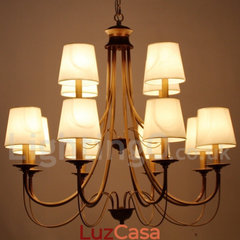 Lustre estilo vela contemporâneo moderno estilo mediterrâneo rústico de 12 luzes